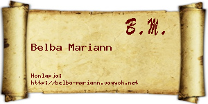 Belba Mariann névjegykártya